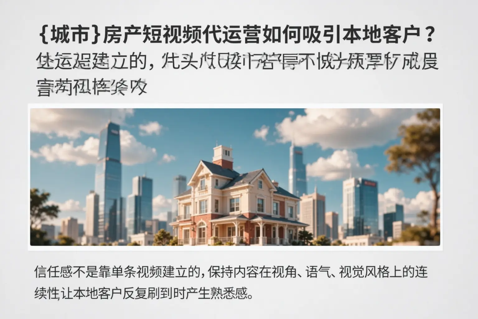 札达房产短视频代运营如何吸引本地客户?